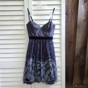 Rebecca Taylor dark blue silk floral party dress